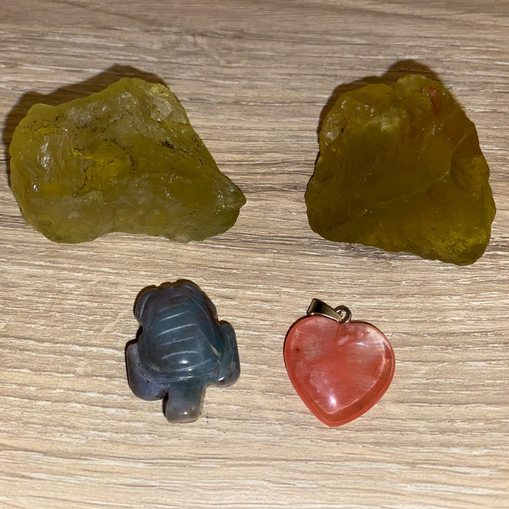 Raw Citrines, Ocean Jasper Turtle, Smelting Pendant
